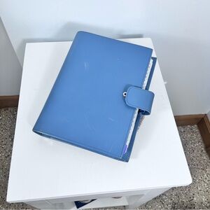 Franklin Covey Vintage Planner Light Blue  Leather. Pages Included!